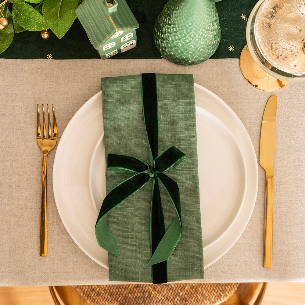 Green Solid Slub 45cm Cotton Napkin