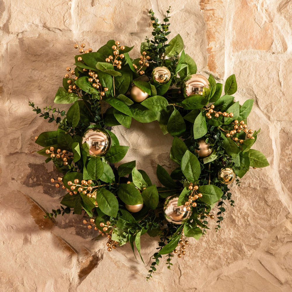 Gold Berries & Baubles 56cm Wreath