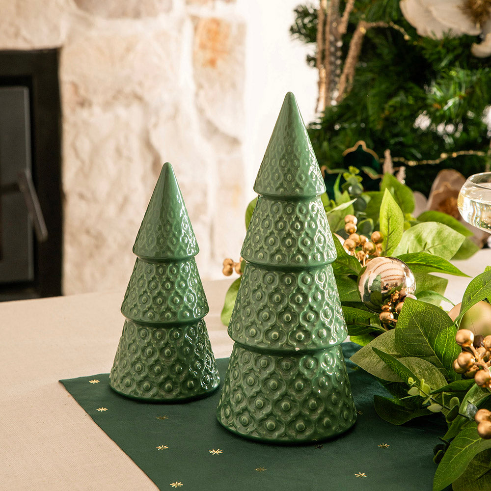 Forest Green 26x11cm Ceramic Christmas Cone