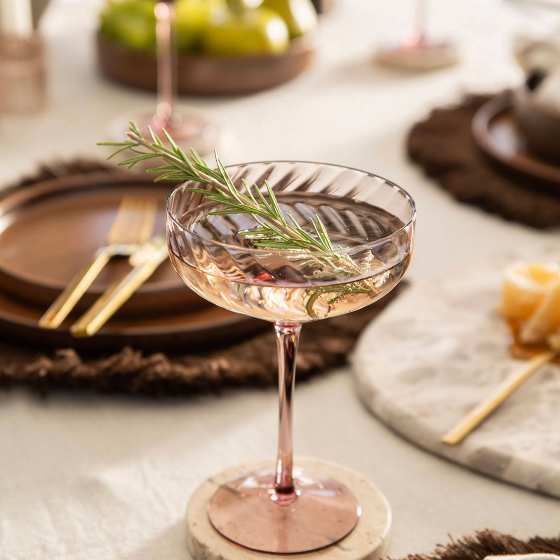 Chocolate Ribbed Swirl Coupe Glass