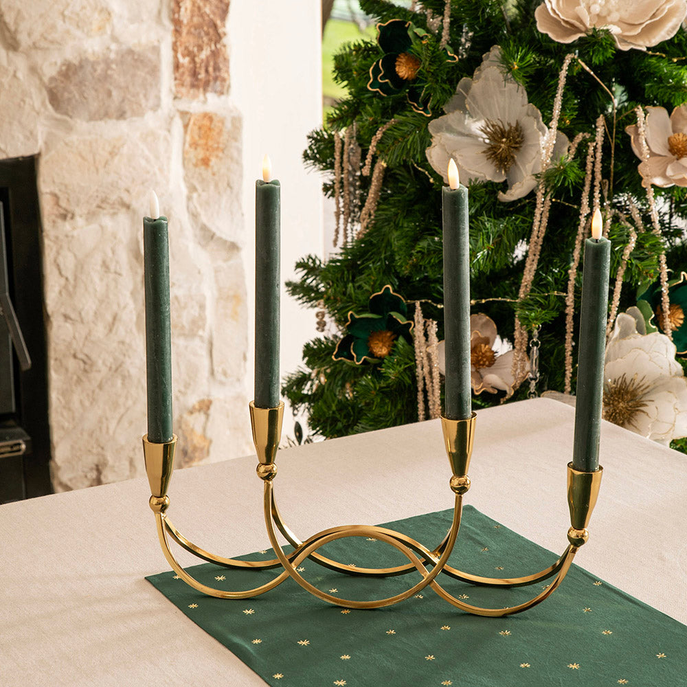 Forest Green Flameless LED Set/2 25x2cm Taper Candle