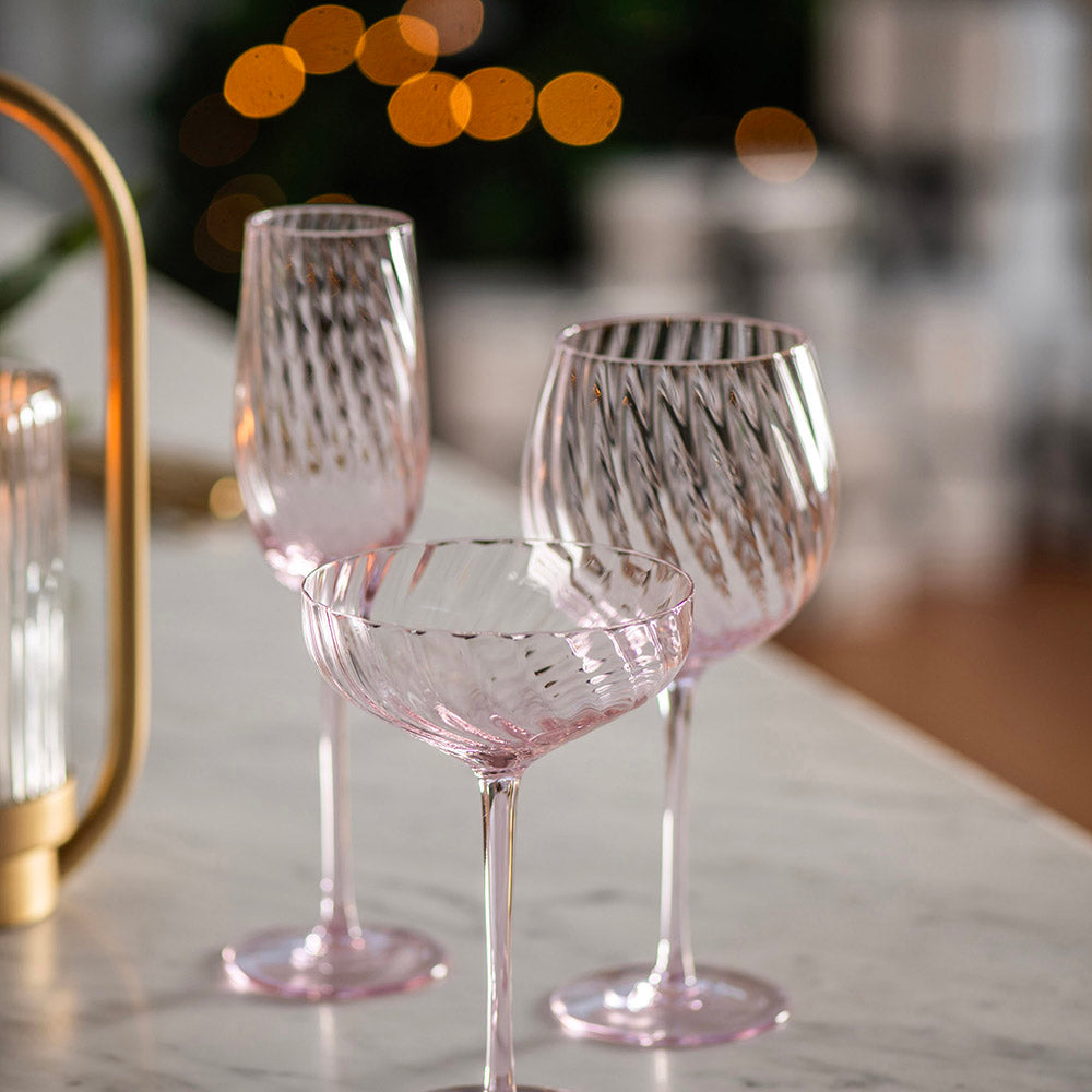 Champagne Flute Ribbed Swirl Blush