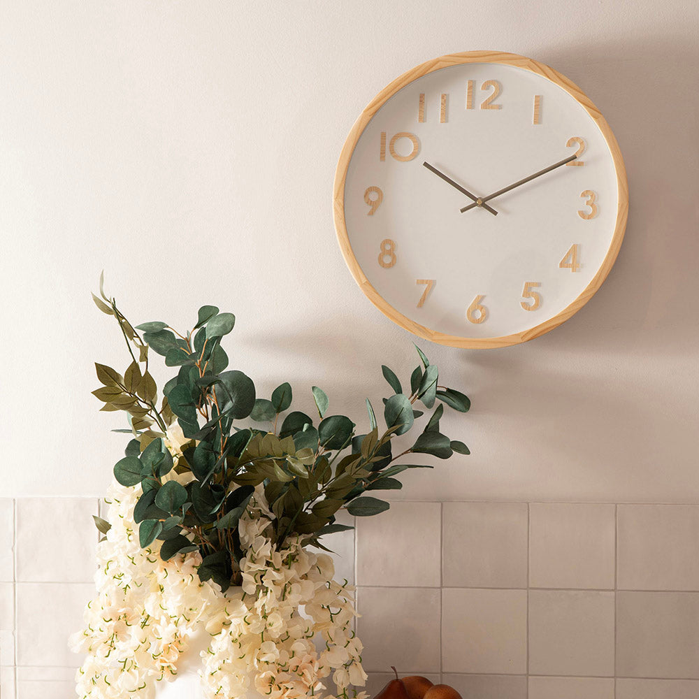 Wall Clock Leonard Natural & White