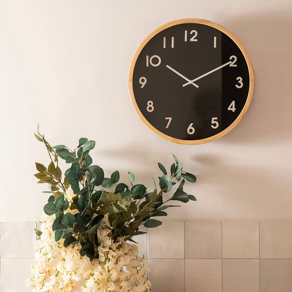 Leonard Natural & Black 42x6cm Wall Clock