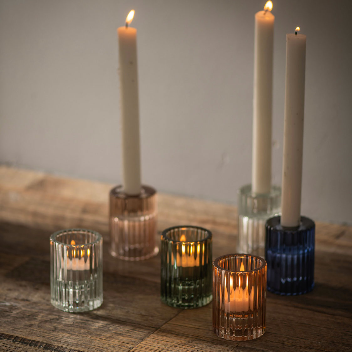 Glass Candle Holder Forest Green
