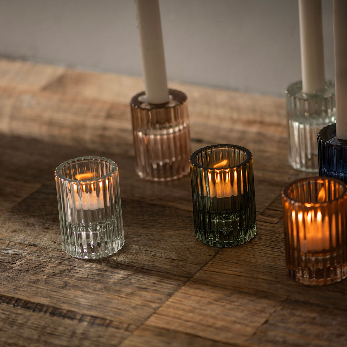 Glass Candle Holder Forest Green