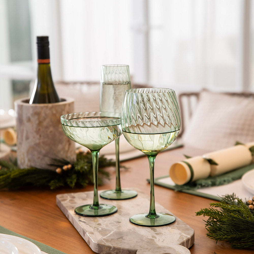 Champagne Flute Ribbed Swirl Forest