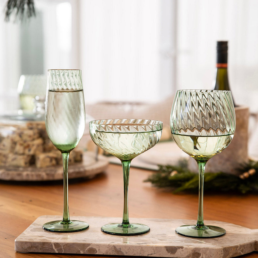 Champagne Flute Ribbed Swirl Forest