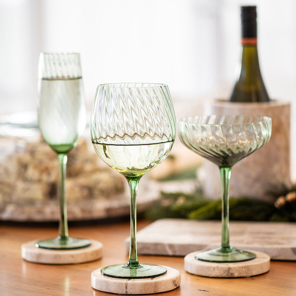 Champagne Flute Ribbed Swirl Forest