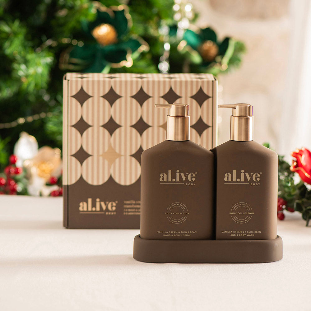 al.ive body Vanilla Cream & Tonka Bean Wash & Lotion Duo