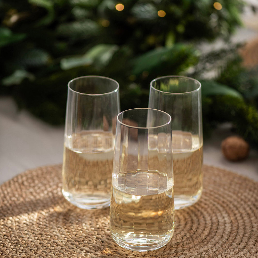 Hi Ball Glass Ribbed Clear