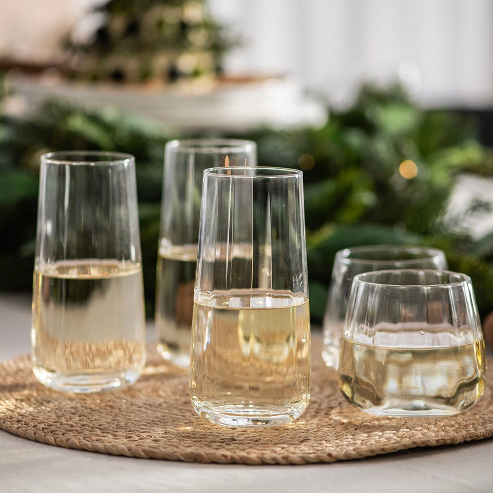 Glass Tumbler Ribbed Clear