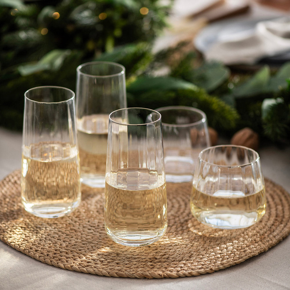 Glass Tumbler Ribbed Clear