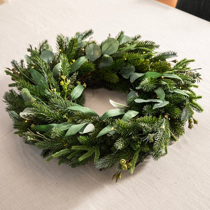 WREATH Eucalyptus and Fir with LED 66cm