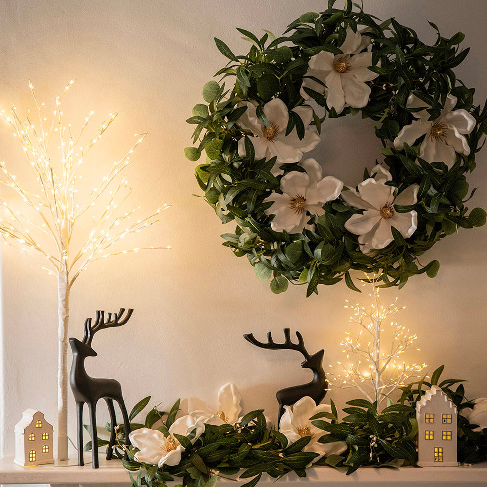 Eucalyptus with White Flowers Wreath