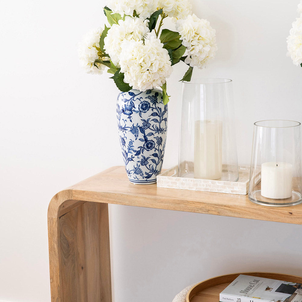 Hamptons Floral Vine Pattern 36x18cm Ceramic Vase
