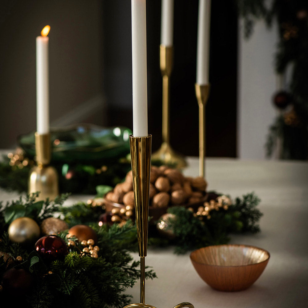 Brushed Gold Taper Metal Candle Holder 30cm