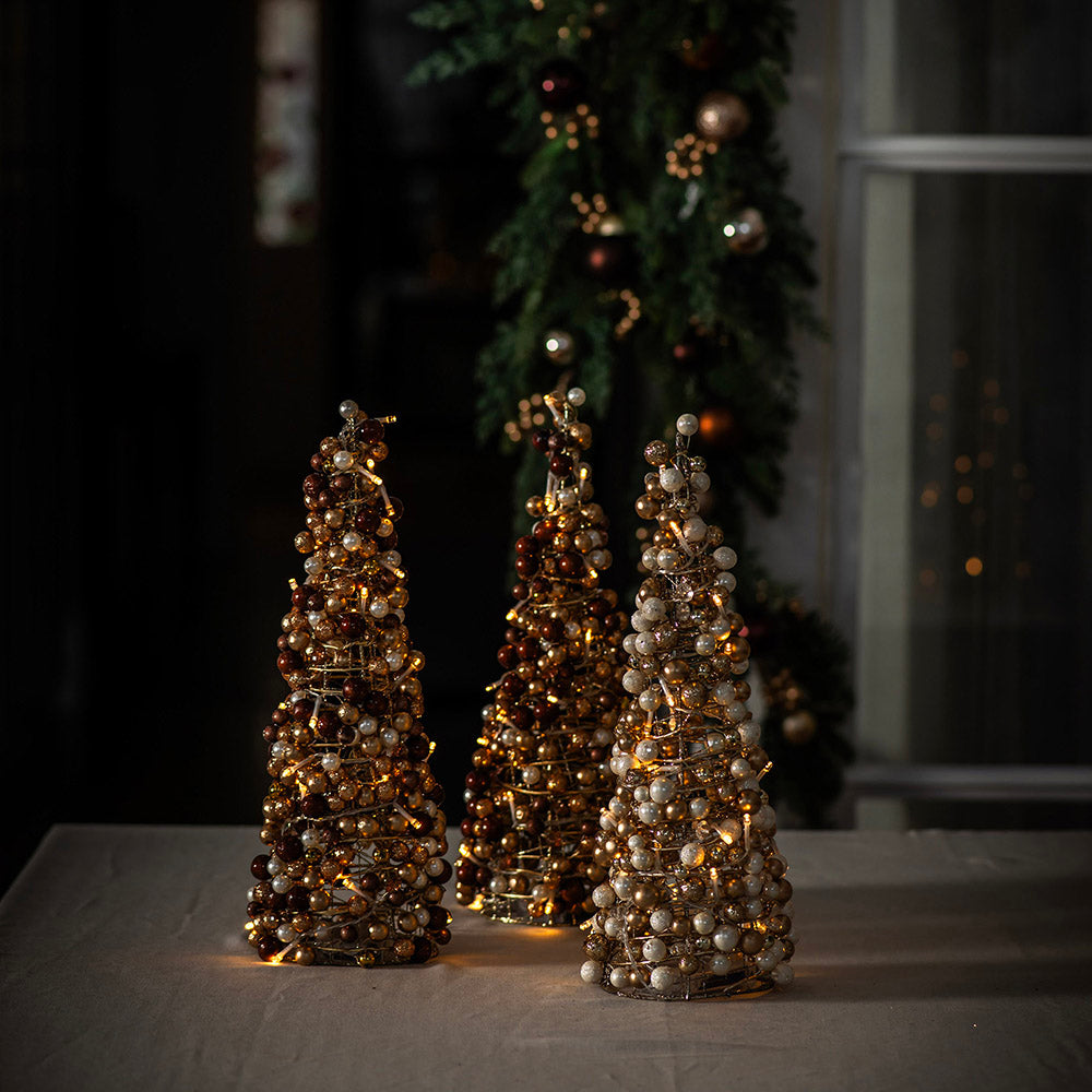 XMAS CONE Champagne Crystals with LED 40cm