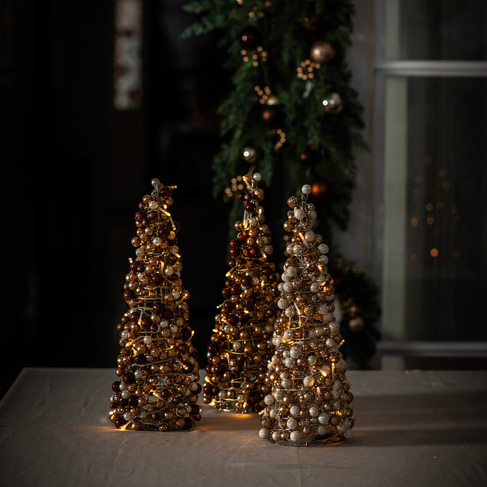 XMAS CONE Champagne Crystals with LED 40cm