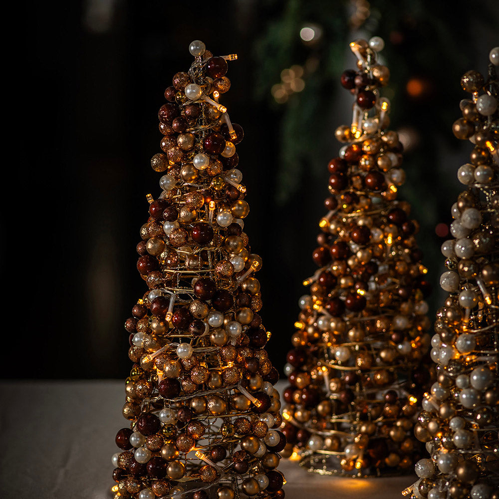 XMAS CONE Champagne Crystals with LED 40cm