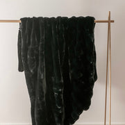Black Striped 180x220cm Faux Rabbit Fur Throw