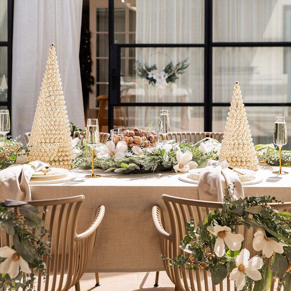Christmas Cone Pearls Gold Medium 19x41cm