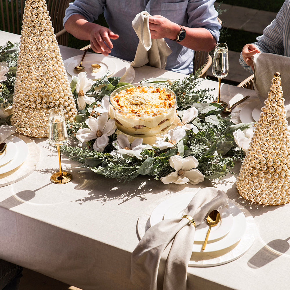Christmas Cone Pearls Gold Medium 19x41cm