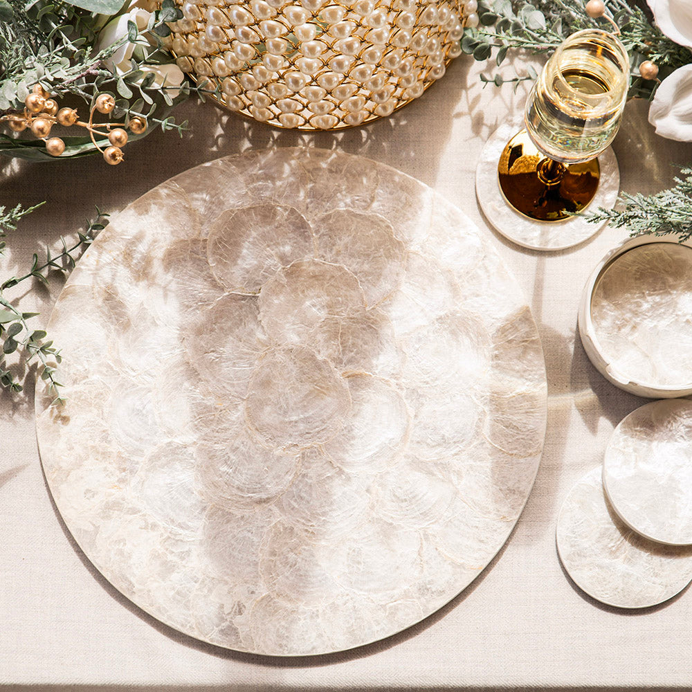 Pearl Capiz Round Coaster Set/4