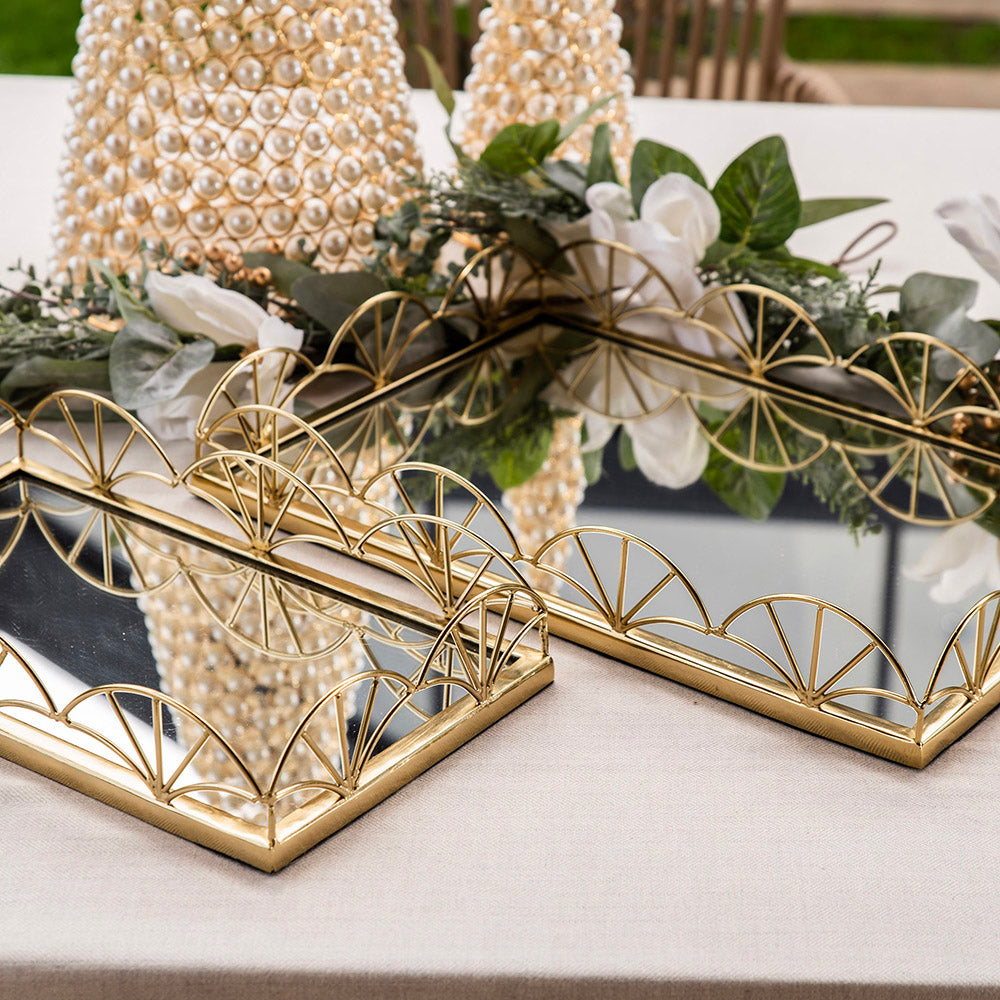 Mirror Base Tray Rectangle Gold 35cm