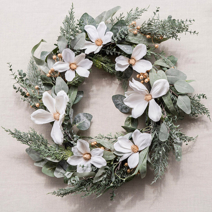 WREATH White Flowers 61cm