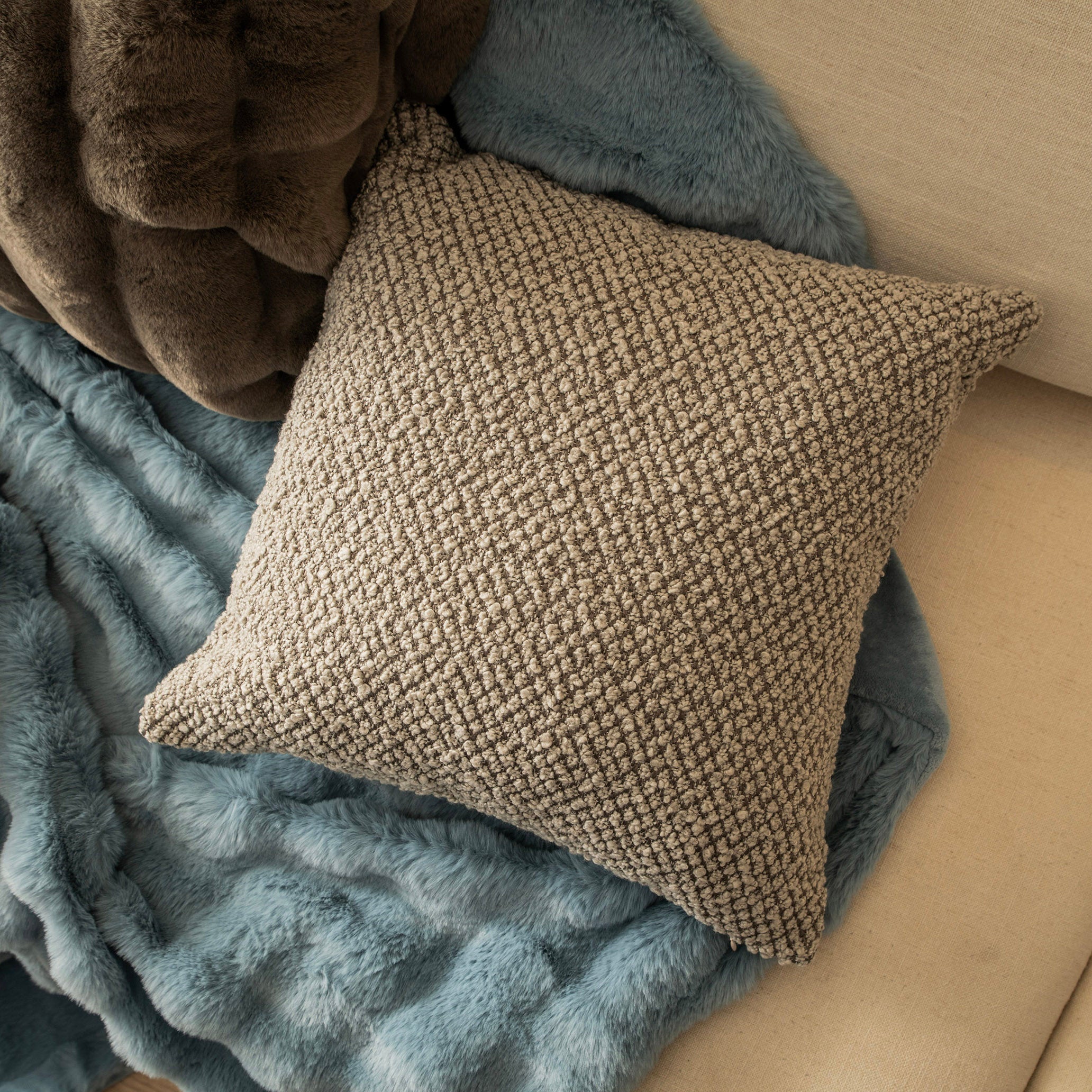 Mocha Boucle Square 50cm Cushion