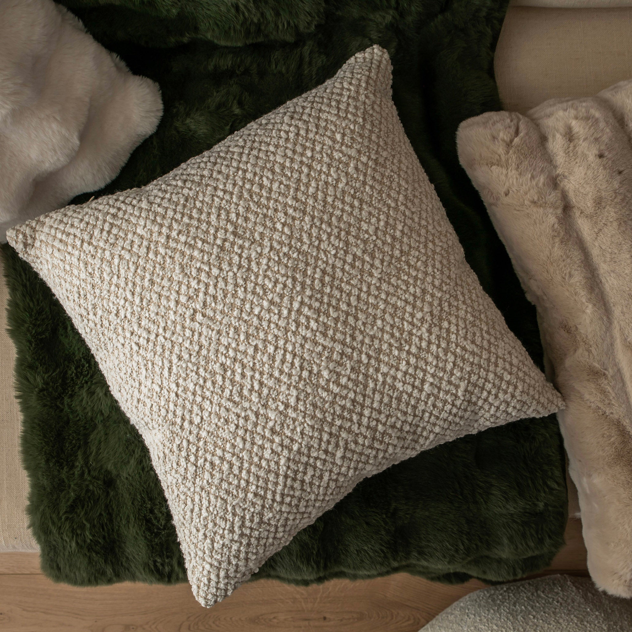 Cream Boucle Square 50cm Cushion