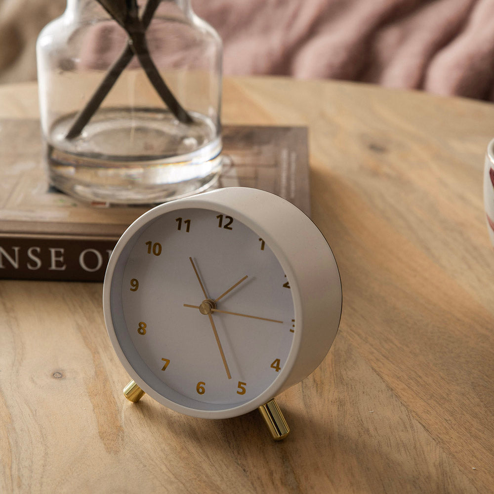 White & Gold Table Alarm Clock