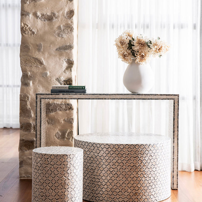 COFFEE TABLE Capiz Pearl/Grey 76x43cm