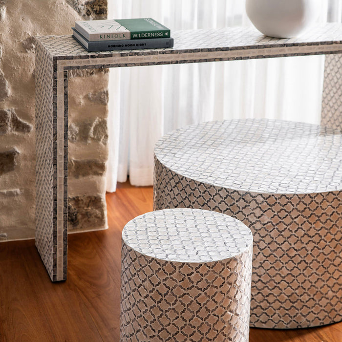 SIDE TABLE Capiz Pearl/Grey 35x40cm