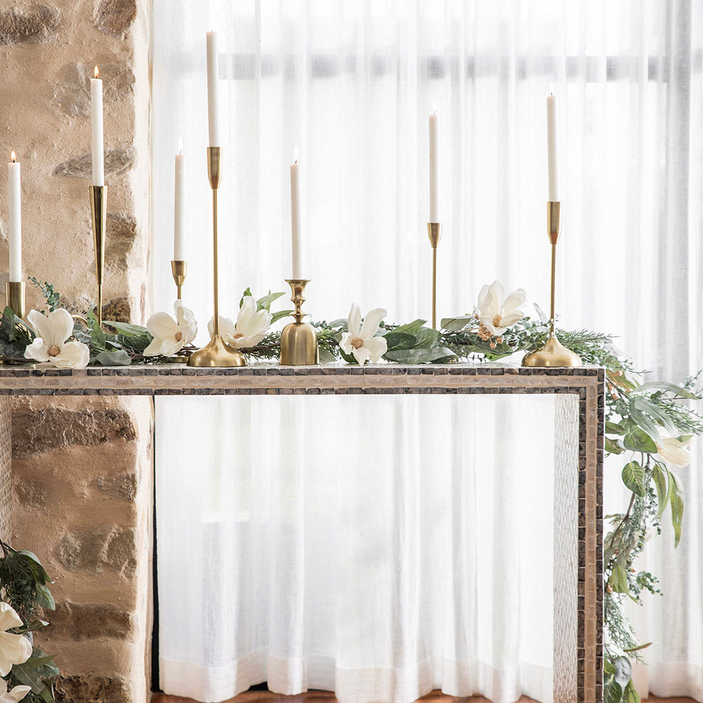 Brushed Gold Taper Metal Candle Holder 30cm