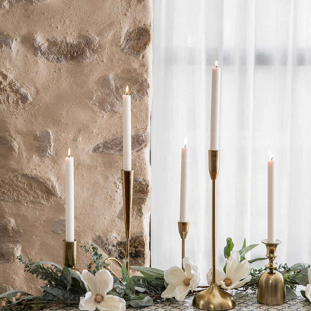 Brushed Gold Taper Metal Candle Holder 30cm