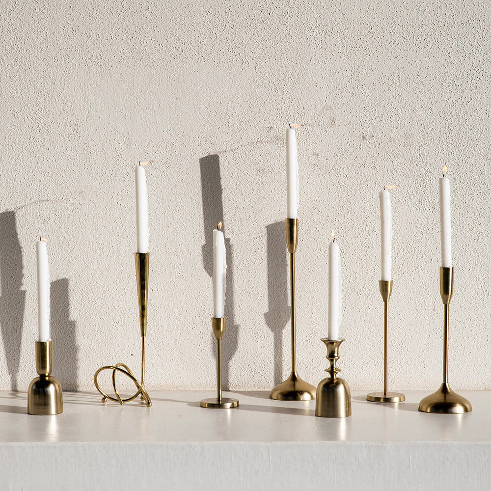 Brushed Gold Taper Metal Candle Holder 40cm