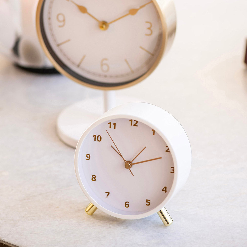 White & Gold Table Alarm Clock