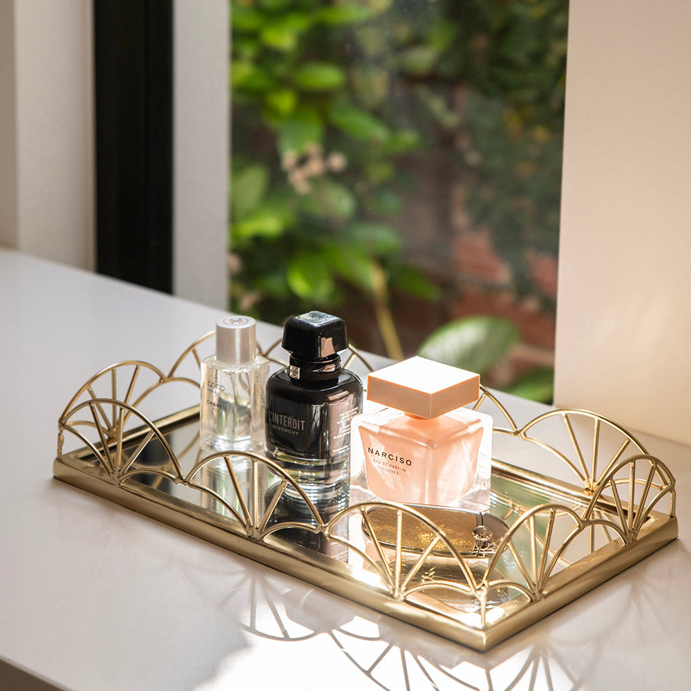 Mirror Base Tray Rectangle Gold 35cm