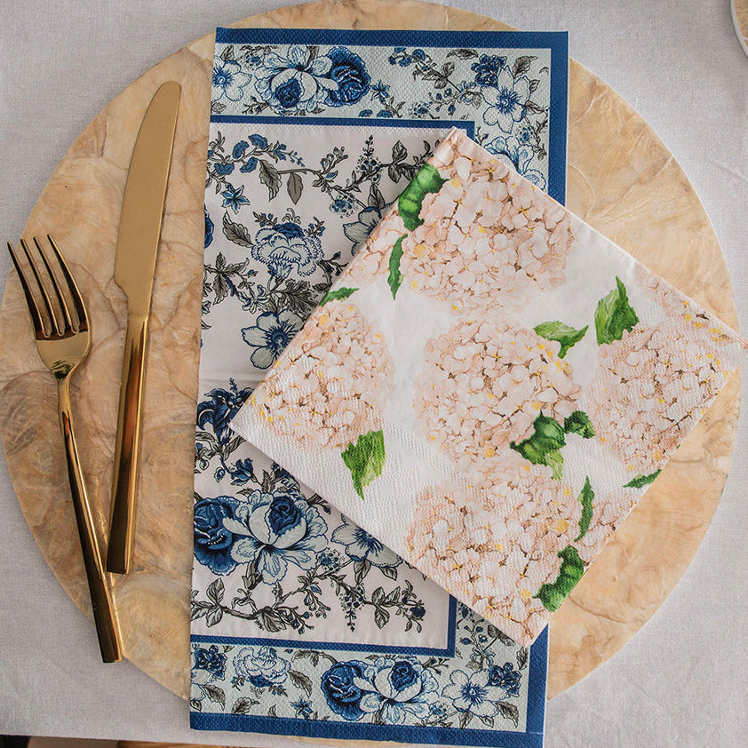 Hamptons Blue Floral Print 33cm Pk 20 Paper Napkin Pack