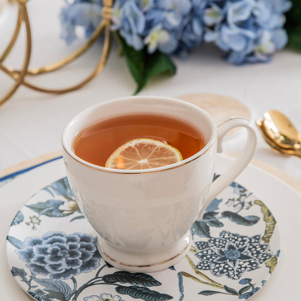White with Gold Rim 400mL New Bone China Pedestal Teacup