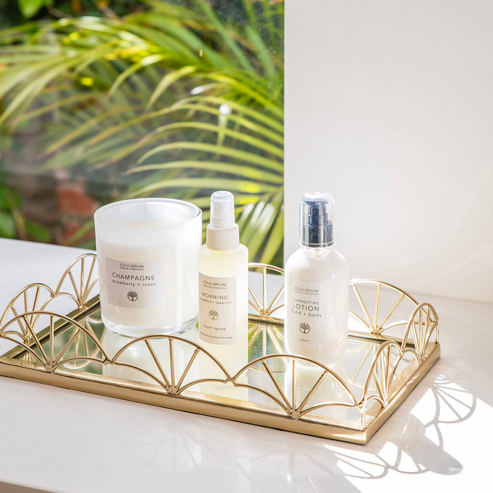 Mirror Base Tray Rectangle Gold 35cm