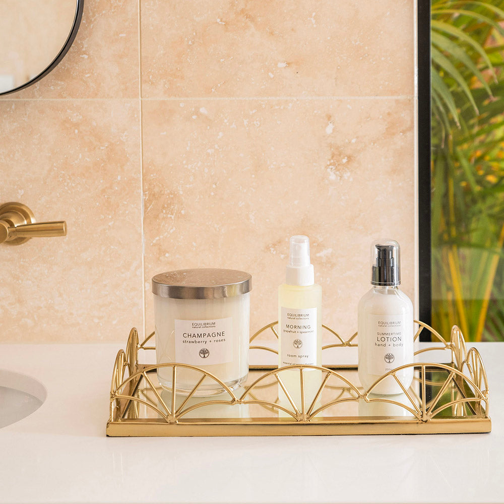 Mirror Base Tray Rectangle Gold 35cm