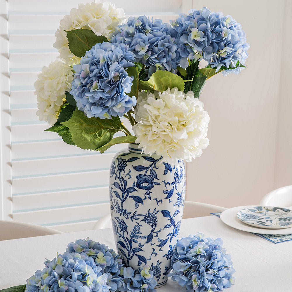 Hamptons Floral Vine Pattern 36x18cm Ceramic Vase