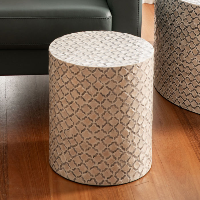 SIDE TABLE Capiz Pearl/Grey 35x40cm