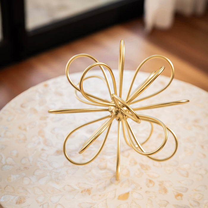 ORNAMENT Metal Flower Gold 16cm