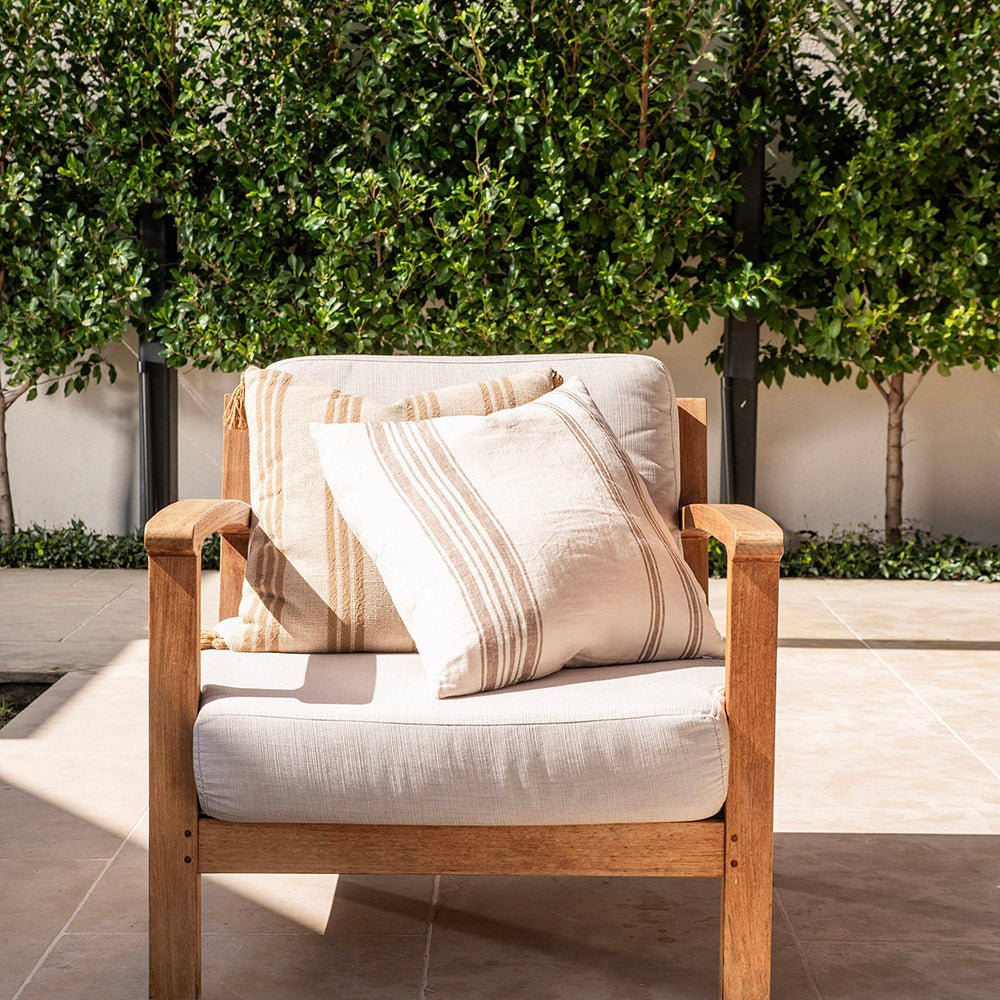 Cushion Jacquard Florals with Camel Tassels