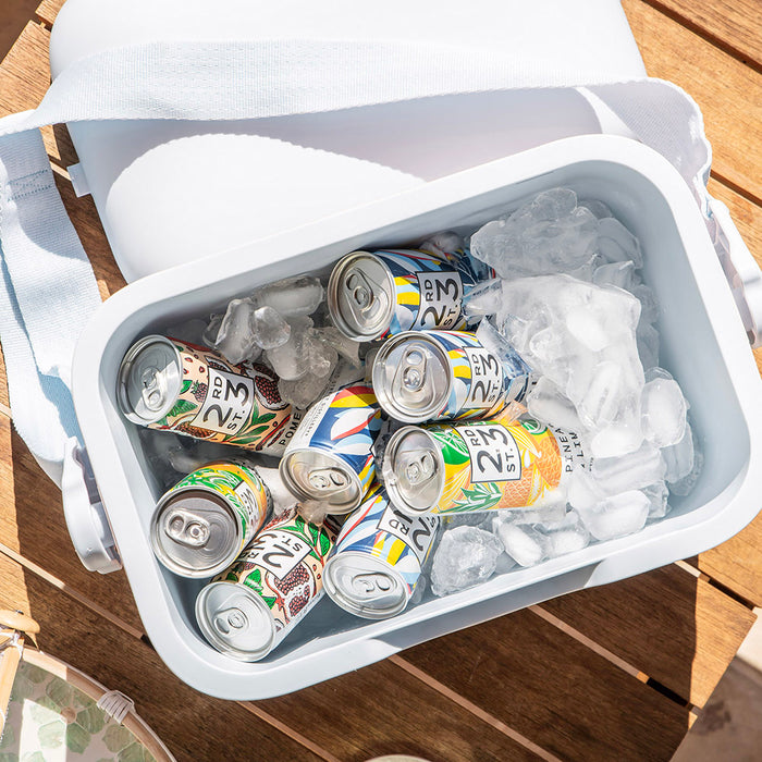 COOLER BOX with Handle & Strap  Ocean/White