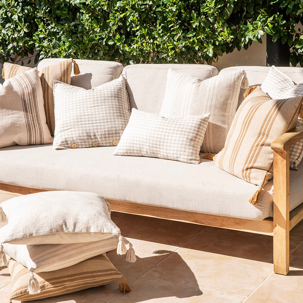 Cushion Jacquard Florals with Camel Tassels
